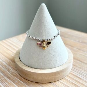 Katie Loxton London A Little Bee-You-Tiful Kids Silver Beaded Stretch Bracelet